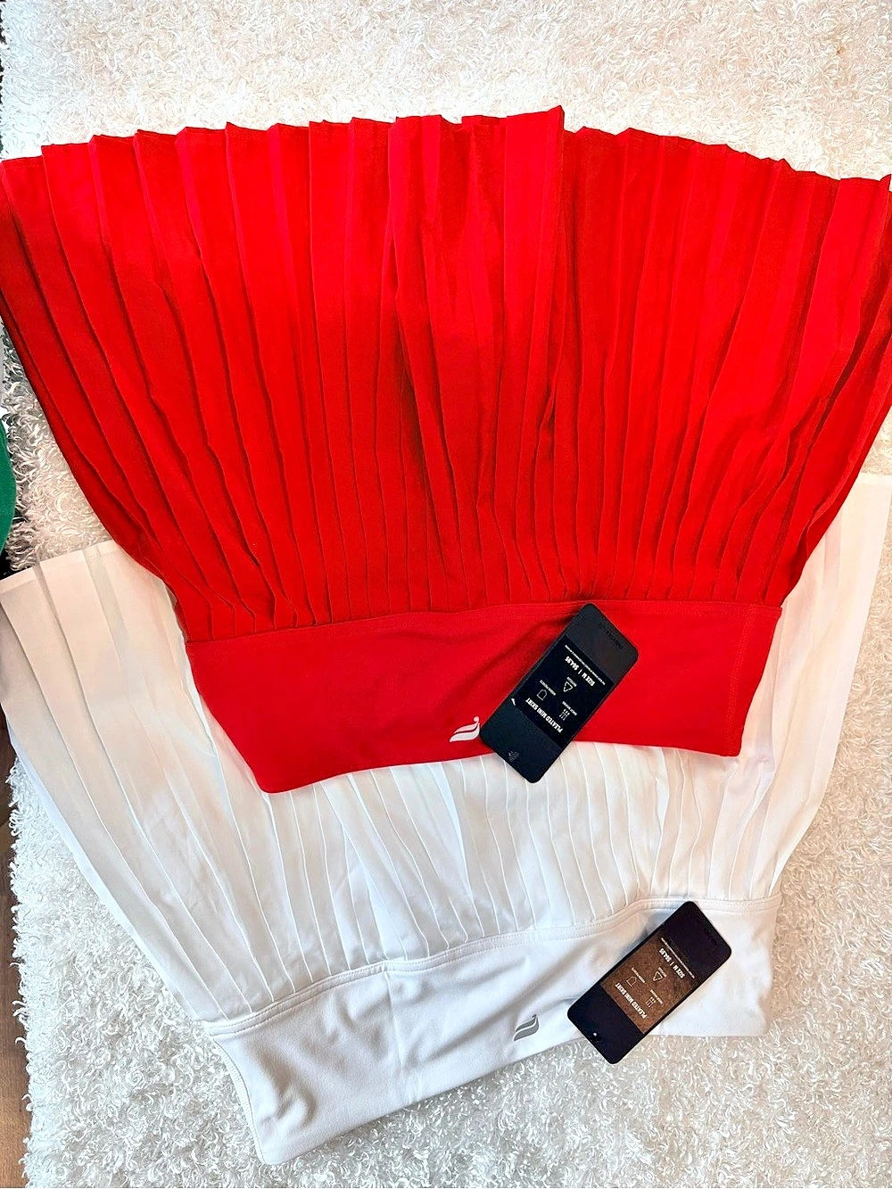Fabletics Hot Shot Pleated Mini Skirt Red & White Medium